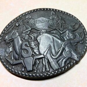 Sheplers Logo Vintage Belt Buckle Western Cowboy Made in USA Pewter buckle